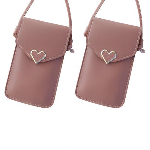 2Pcs TouchScreen CellPhone Purse Smartphone Wallet Leather Shoulder Strap Handbag Women Bag for Iphone X Samsung S10 Huawei P20: Dark Pink