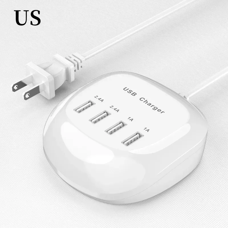 Station de charge USB à 4/10 ports, 50W, 10A, multi-ports, hub USB C, chargeur pour téléphone portable, tablette, prise d'extension multiple: Gris foncé