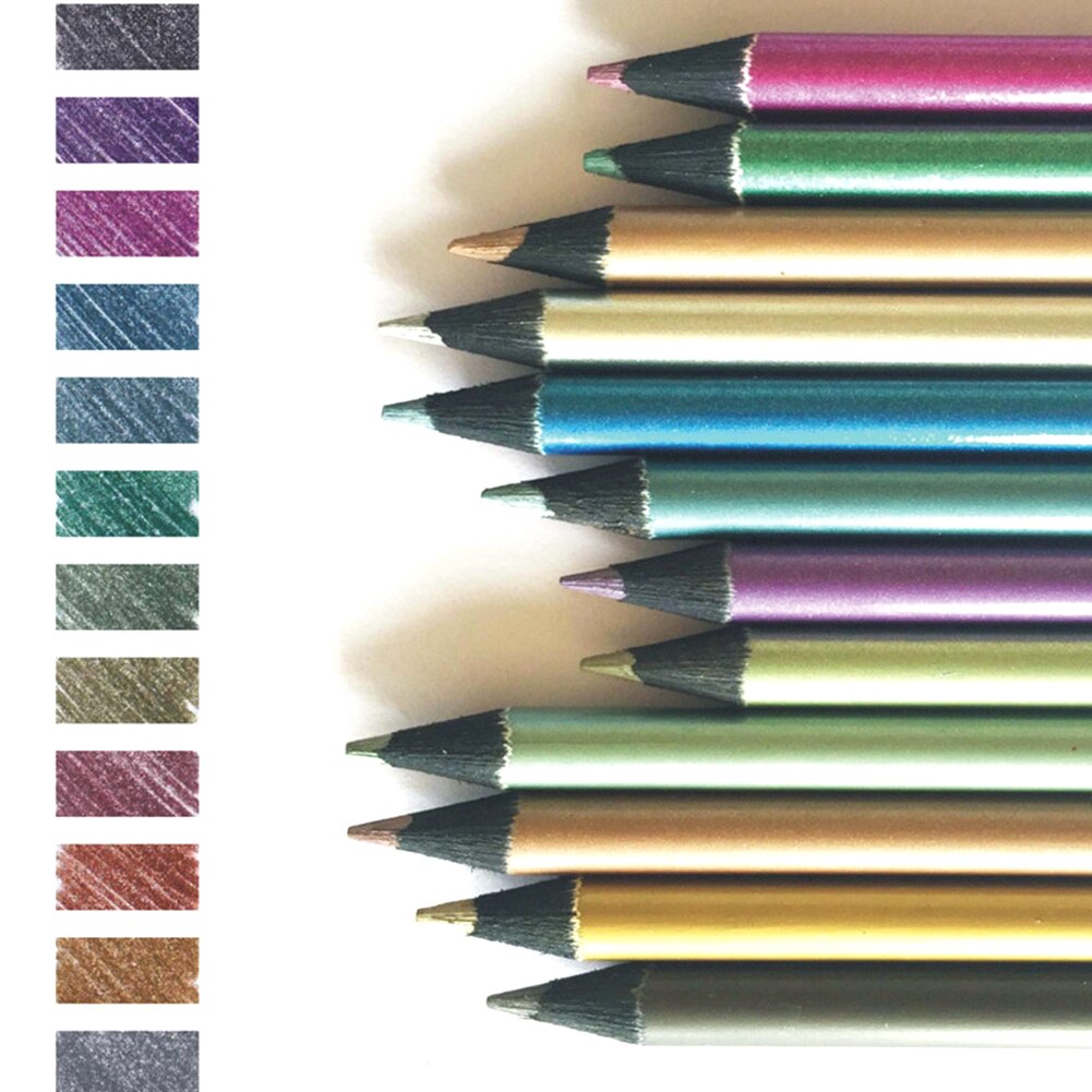 12 Colors Craft Student Sparkling School Eco Friendly Pencil Sketch Art Stationery Drawing DIY Lead