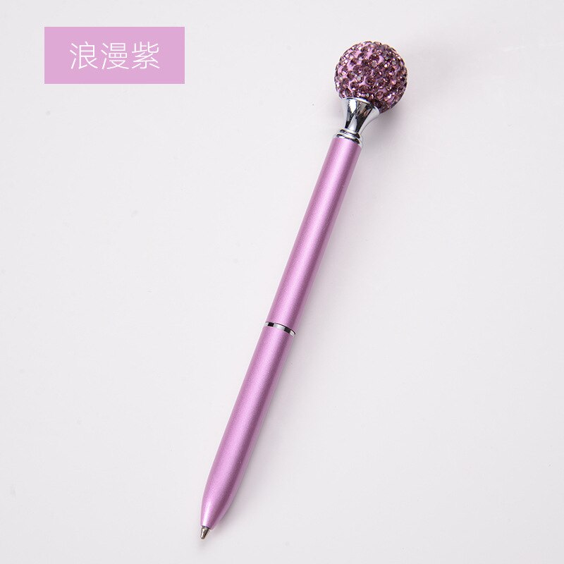 Creativity metal Spinning Ballpoint Pen Luxury Diamond Ball Point Pen 1.0mm Ballpoint Pen Office School Writing Stationery: Purple