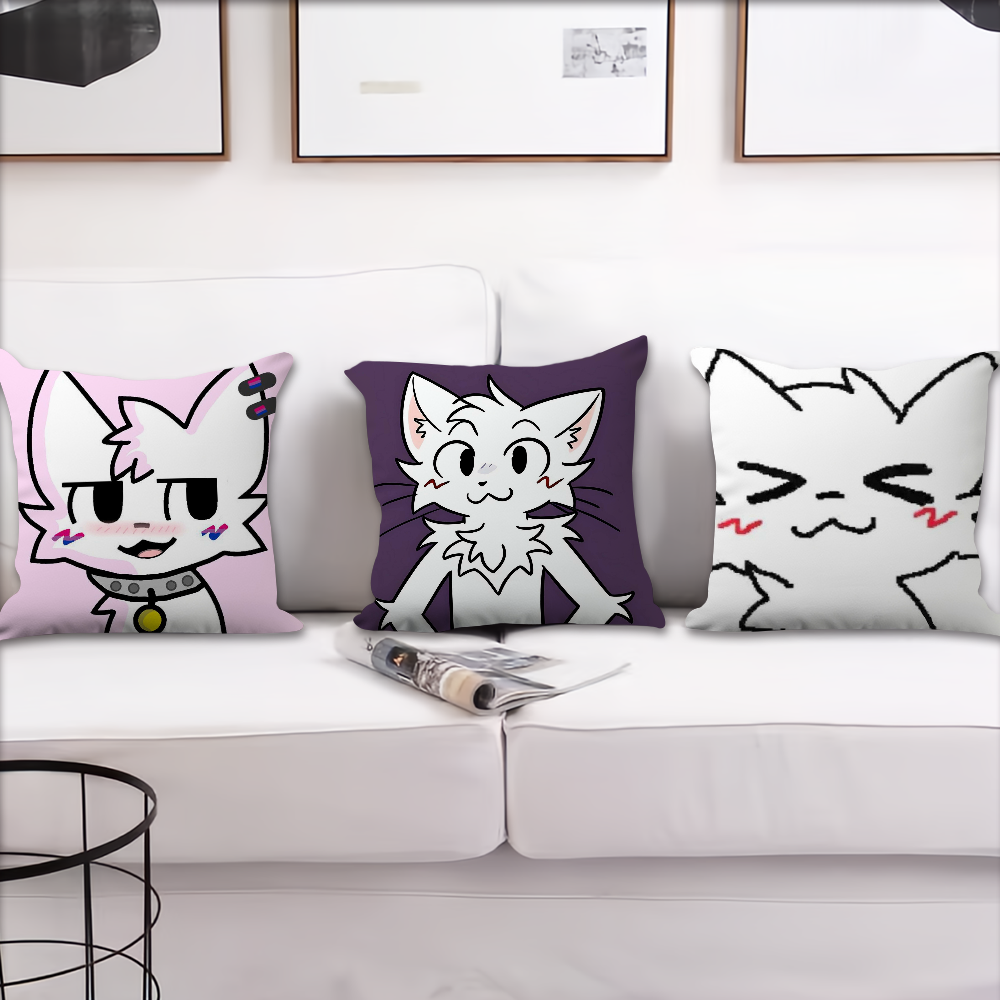 Cute Boykisser Cat Silly cushion cover For Pillow Case Sofa Bedroom Living Room Office Bedside Table Backrest Printing Square