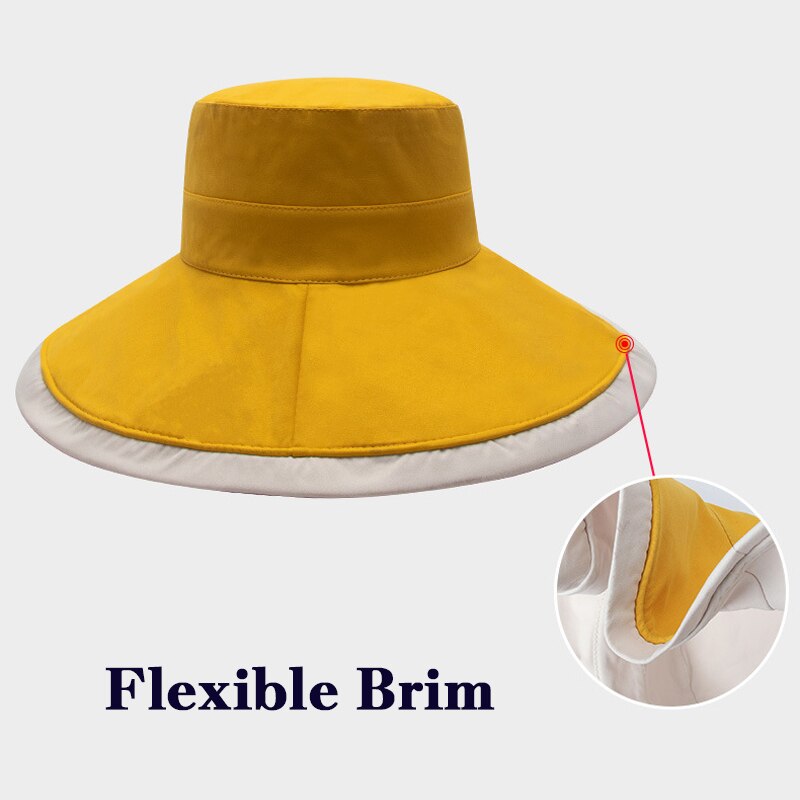 Women's Foldable Wide Brim Sun Hat Ladies Large Size Summer Beach Fisherman Cap Girls Casual Sun Protection Spring Hat