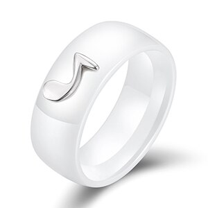 925 Sterling Silver Ceramic Ring Music Symbol With Temperament Jewelry For Women Engagement Wedding Accessories: 10 / White