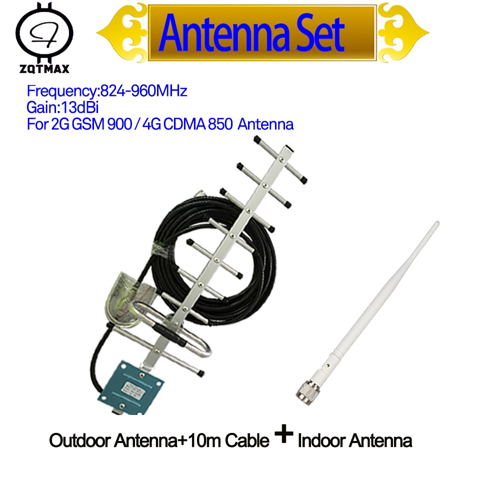 Zqtmax yagi antena 13dbi 9 unidade e antena omni para cdma gsm impulsionador de sinal 2g 4g amplificador de sinal 850 900 repetidor