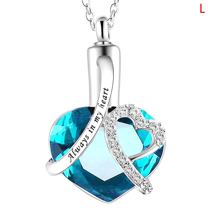 Always in my heart Locket screw Heart cremation memorial ashes urn birthstone necklace jewelry keepsake pendant: L