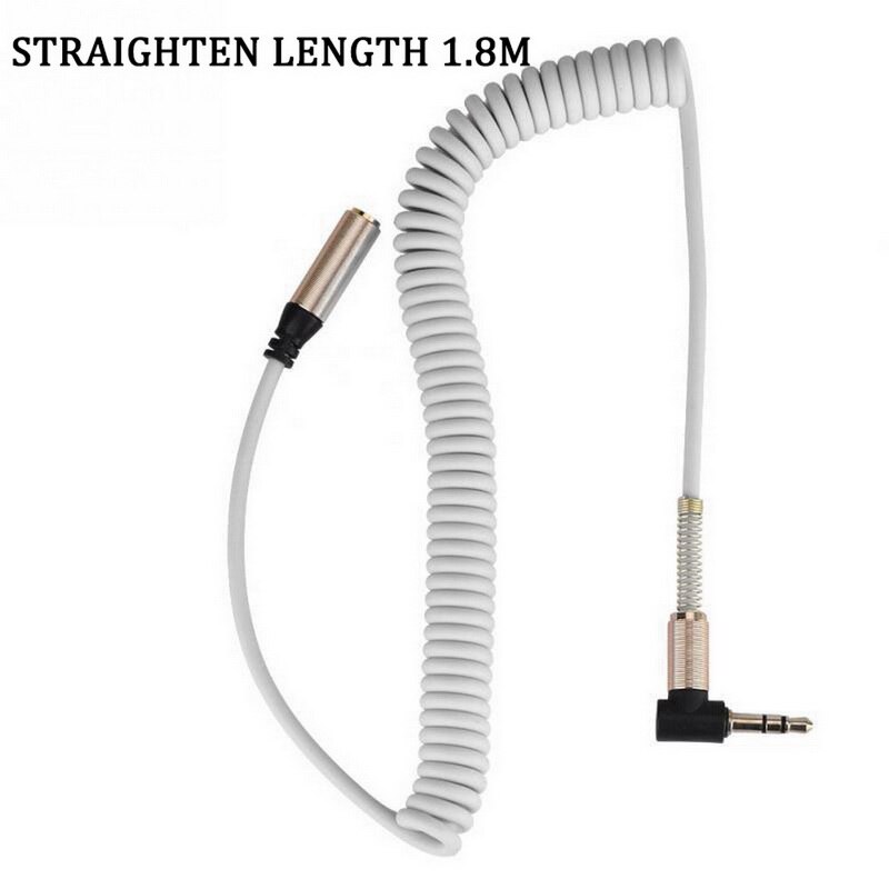 Elbow spring retractable 3.5mm audio cable aux audio speaker cable retractable cable car cable Extension Cable Retractable Cable: White