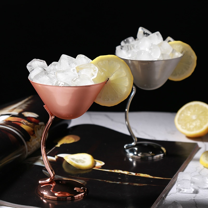 Copa de Martini torcida de Metal, copa de vino dulce, Triangular, boda, acero inoxidable 304