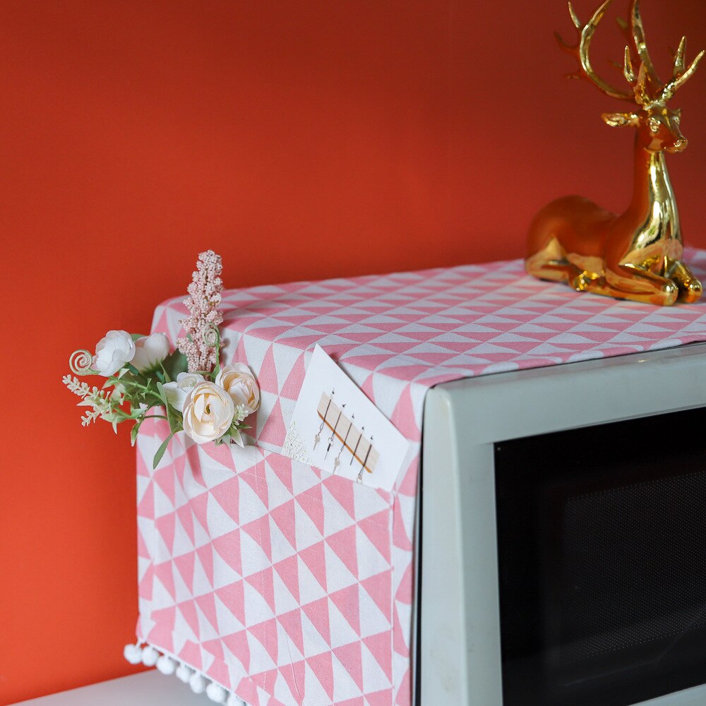 Neue Mikrowelle Abdeckung Mikrowelle Haube Öl Staub Abdeckung mit Lagerung Tasche Küche Zubehör Liefert Hause Dekoration: 30x90cm Rosa