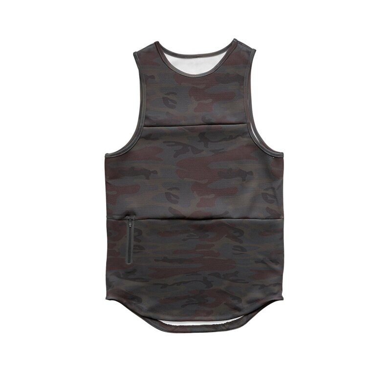 Camiseta sin mangas de camuflaje para correr para hombre, camisetas de Fitness, camiseta culturismo, chaleco de gimnasio para Fitness: WXY103Coffee / XXL