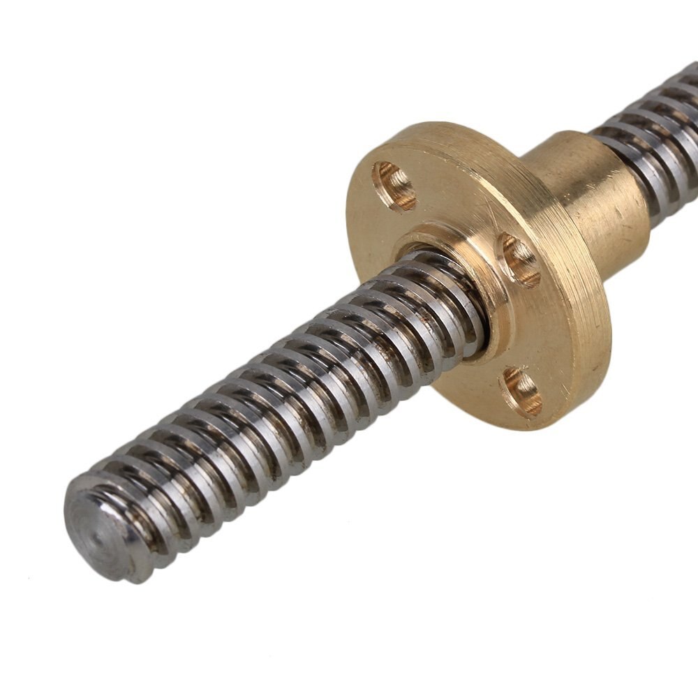 T8 Lead Screw OD 8mm Pitch 2mm Lead 4mm Length 200 300 350 400 450 500mm Threaded Rods with Brass Nut for 3D Printer Z Axis 2Pcs