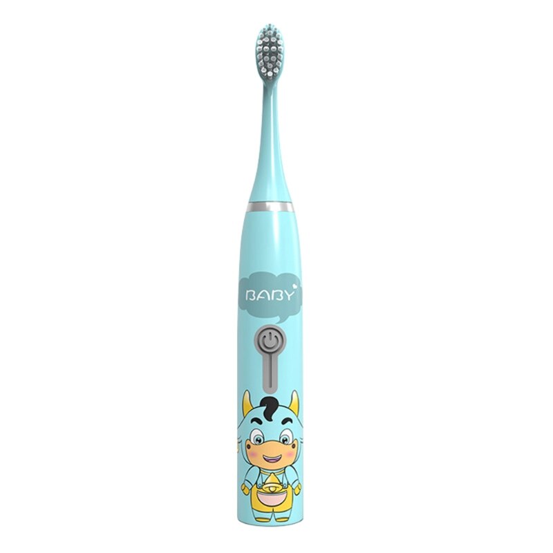 Cute Cattle Children Automatic Toothbrush Ultrasonic Toothbrush Electric Toothbrush for Kids, Waterproof: Ivory