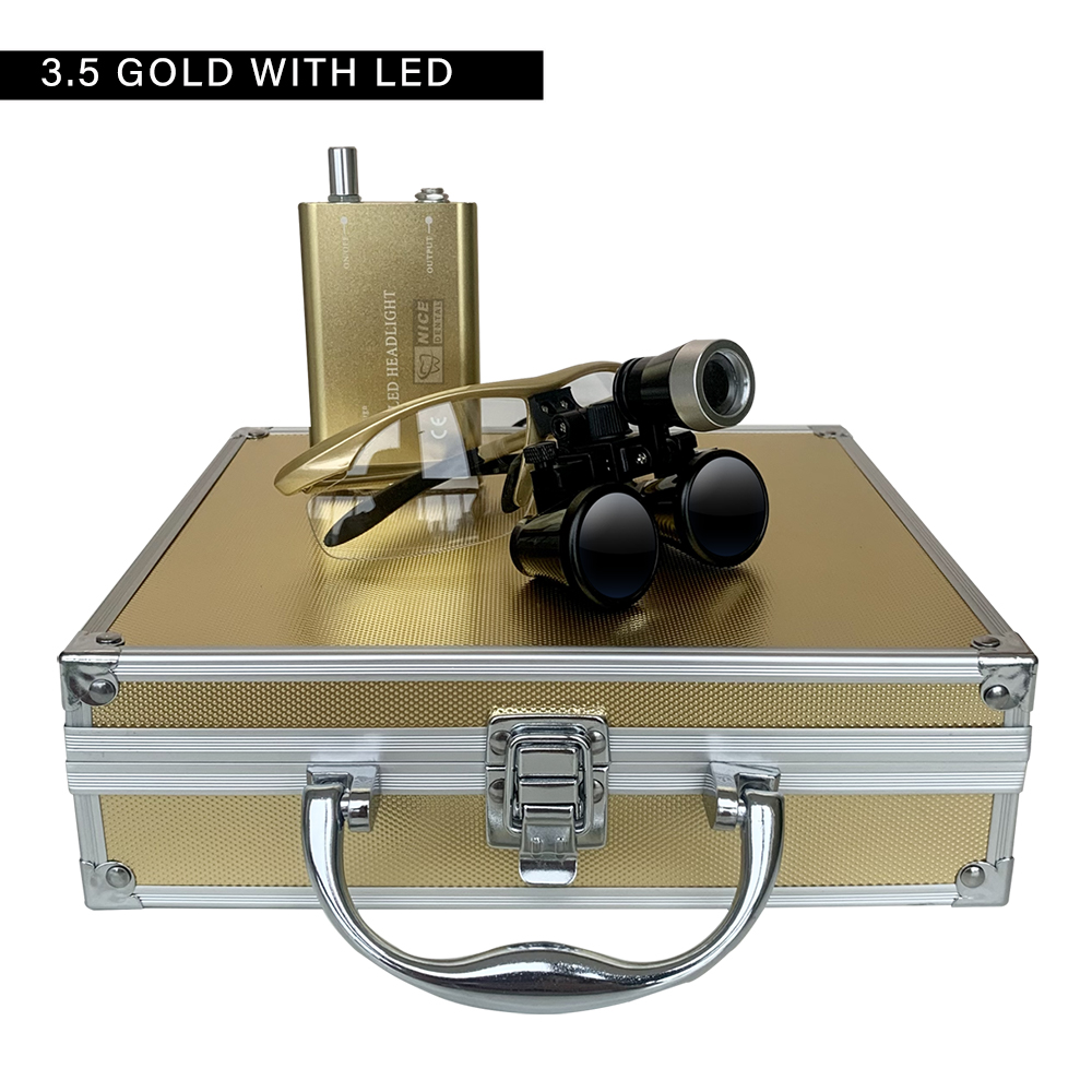 3W 2.5X/3.5X dental Loupes Magnifier Binocular Surgery Surgical Operation Loupe with Spotlight LED Headlight Magnifying Glass: Yellow