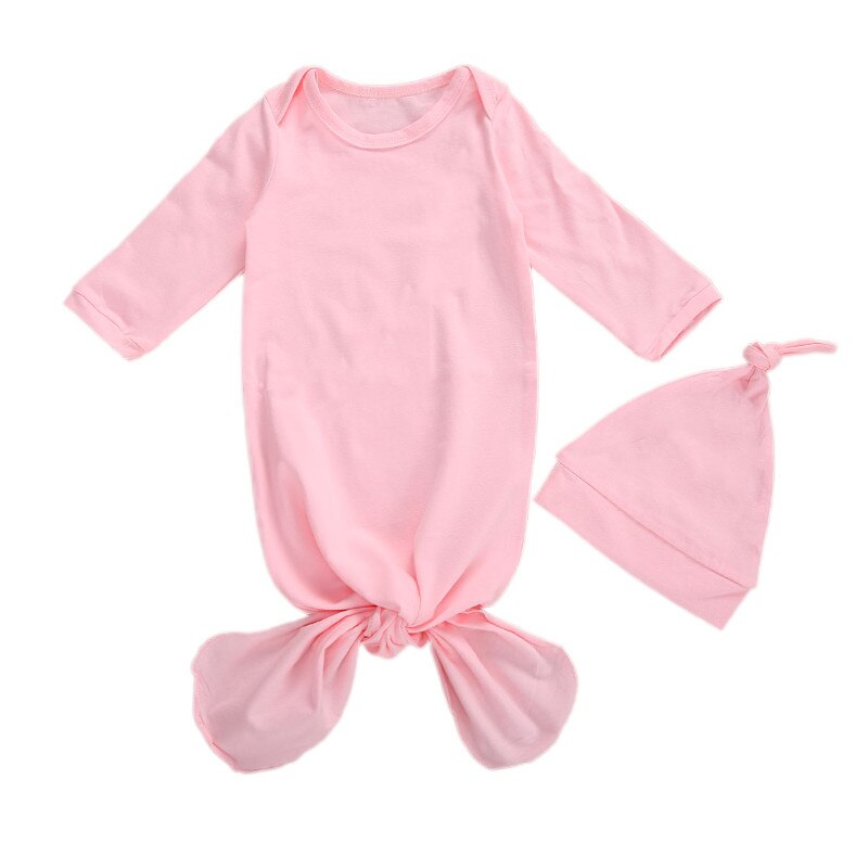 Spring Autumn Baby’s Sleepwear 2 Pcs Floral Printed Round-Collar Long-Sleeves One-Pieces + Cute Hat Set for Toddler, Boys, Girls: e