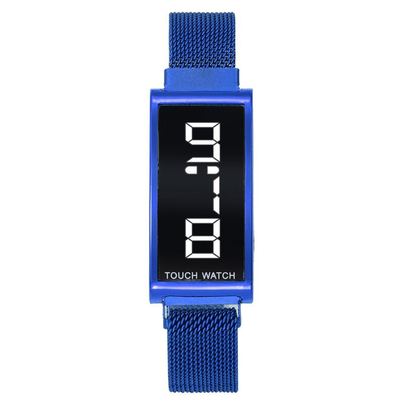 Digital Watch Women Luxury Rectangle Alloy Dial Led Watches Sport Unisex Men Kid Wristwatch Electronic Reloj Mujer: Blue