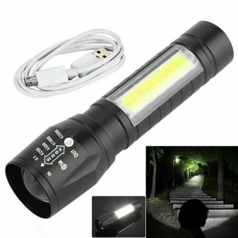 Flashlight Strong Light Rechargeable Zoom Giant Bright Xenon Special Forces Home Outdoor Portable Led Luminous Flashlight: style B