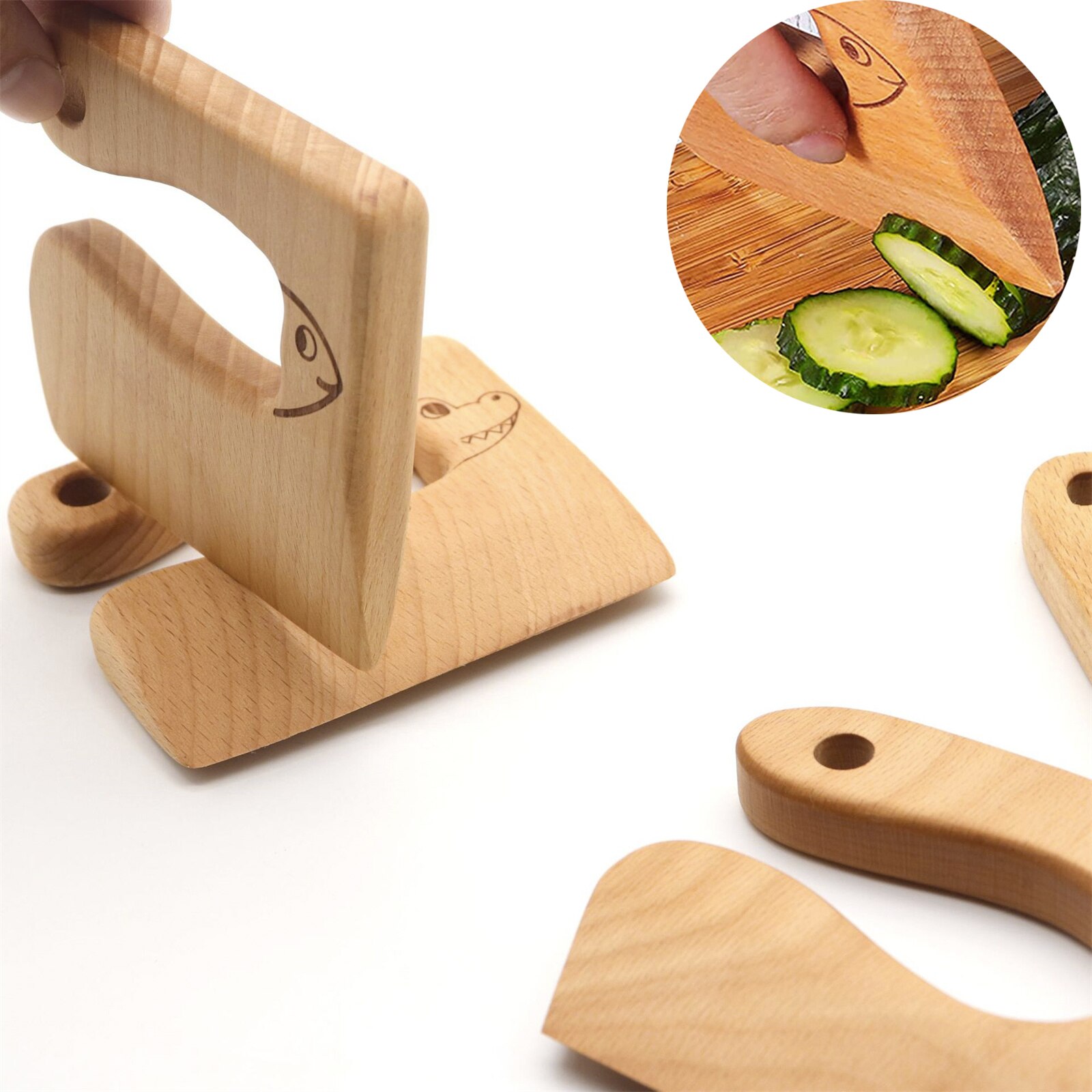 Houten Kids Cutter Leuke Vorm Keuken Tool Voor Snijden Groenten Koken Tools Voor Kinderen Veilig Keuken Snijden Speelgoed Diy Gereedschap