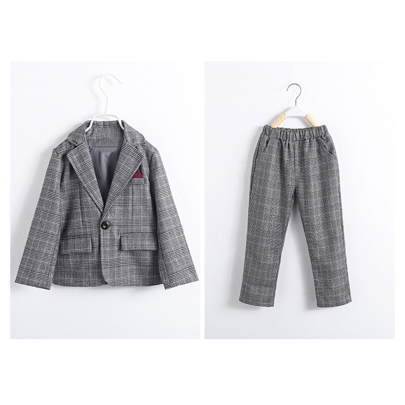 Teenage Lattice Business Girls Suit For Children Jackets +Pants 2Pcs Tracksuit Outsuits Campus Clothing Sets