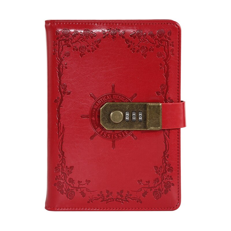 Diario de cuero Pu A5 con bloqueo, planificador, contraseña, cuadernos Retro y diarios, Agenda, cuaderno de notas, suministros para cuaderno de colegio: green