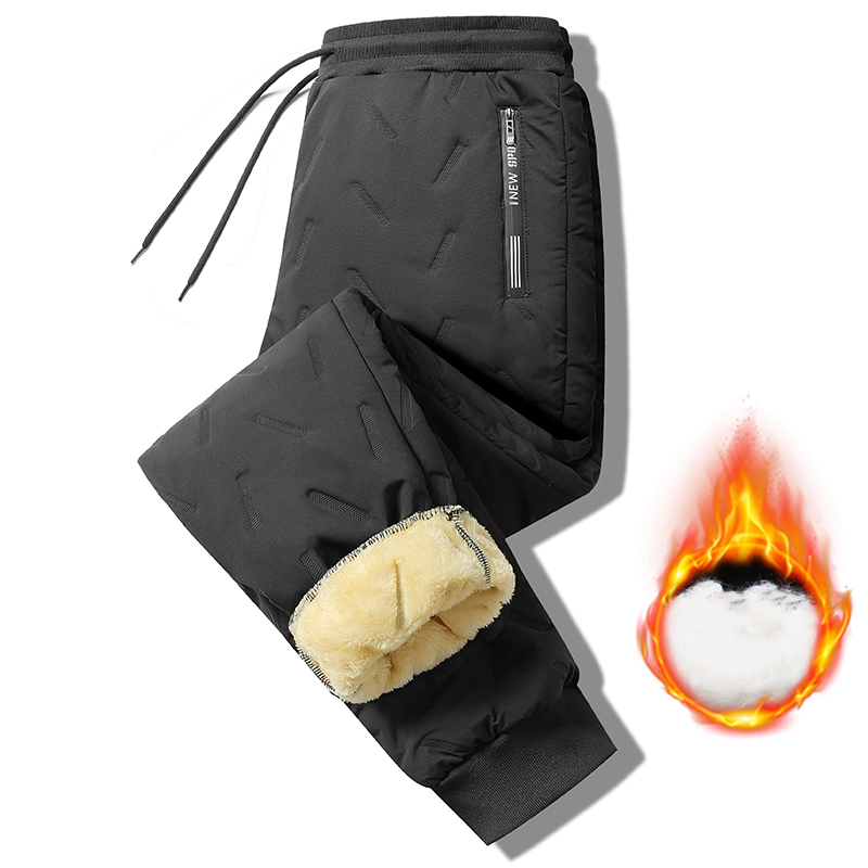 Pantalon de survêtement épais en laine d'agneau pour femme, coupe-vent, maintien au , vêtements bon marché, jogging, doublé polaire, hiver: M / Beige