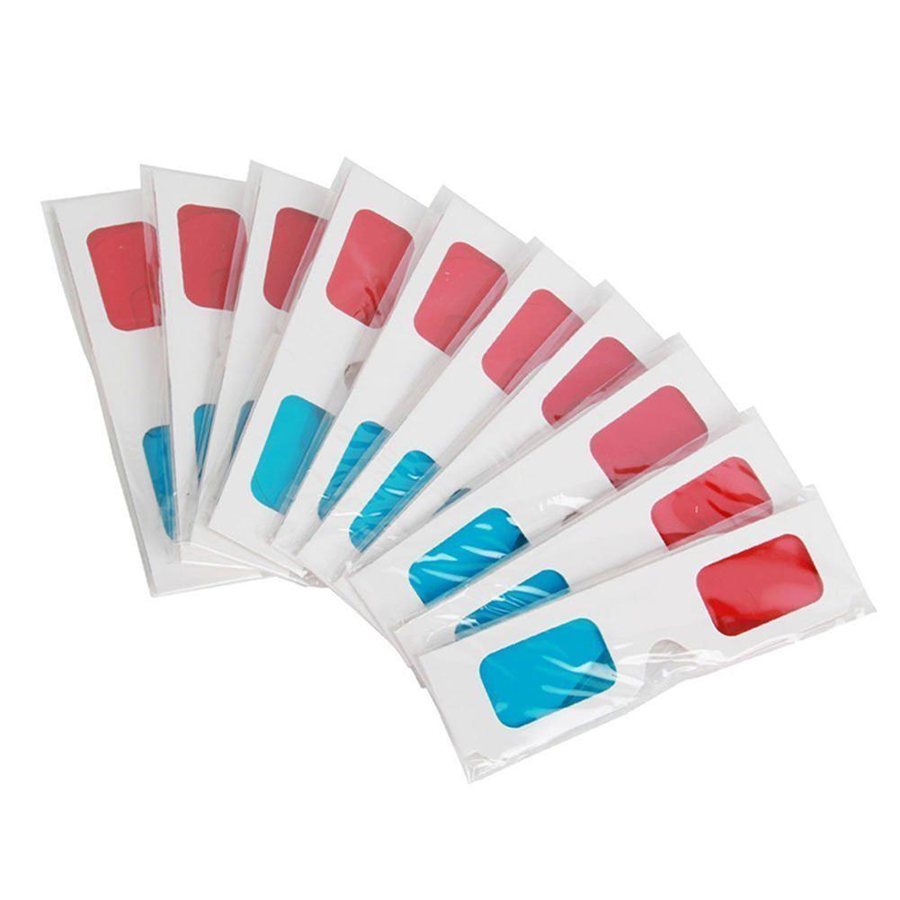 Ostart 10pcs/lot Universal Paper Anaglyph 3D Glasses Paper 3D Glasses View Anaglyph Red/Blue 3D Glass For Movie Video EF