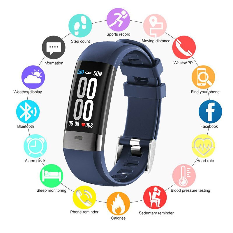 ECG PPG Heart Rate Smart Watch Pedometer Fitness Tracker Color Screen IP67 Waterproof Multi-function Men And Women Bracelet