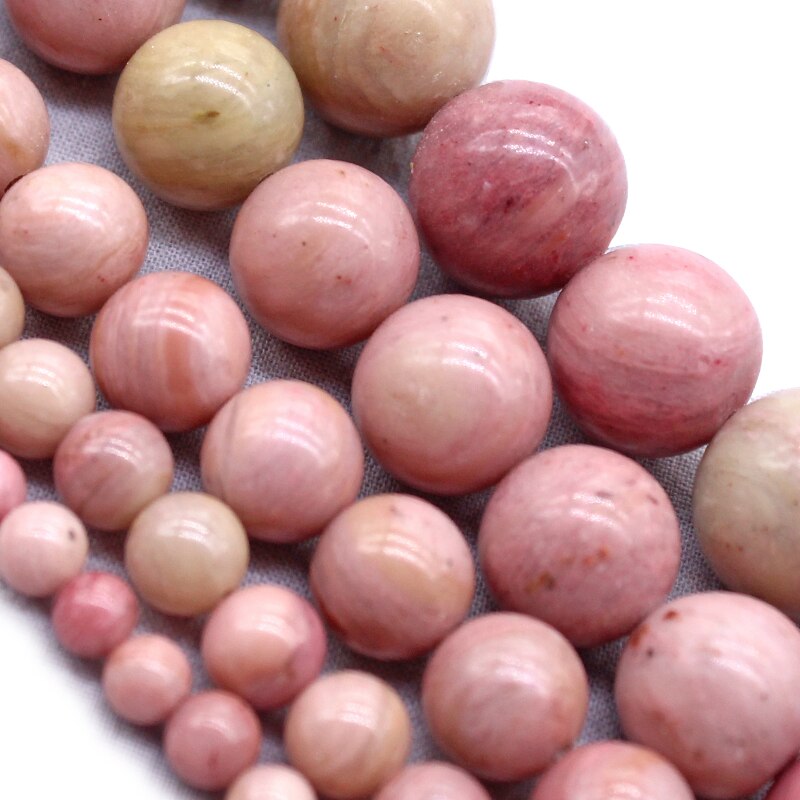 Strand 15'' Natural Rhodochrosite Red Stone For Jewelry Making Pink Loose Beads DIY Bracelet 4mm 6mm 8mm 10mm 12mm