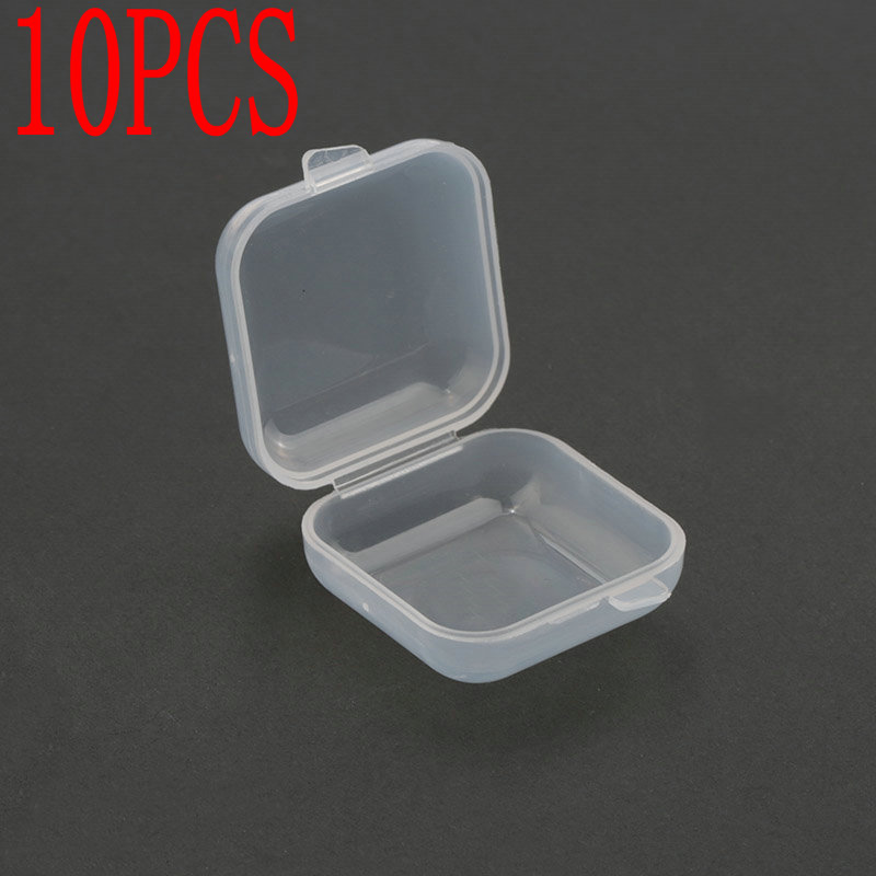 NEUE 3,5 * 3,5 * 2 cm kleine Kunststoff-Aufbewahrungsbox für Schmuck, Perlen, Ohrringe, Schmuckbehälter, transparente quadratische Kasten: schwarz