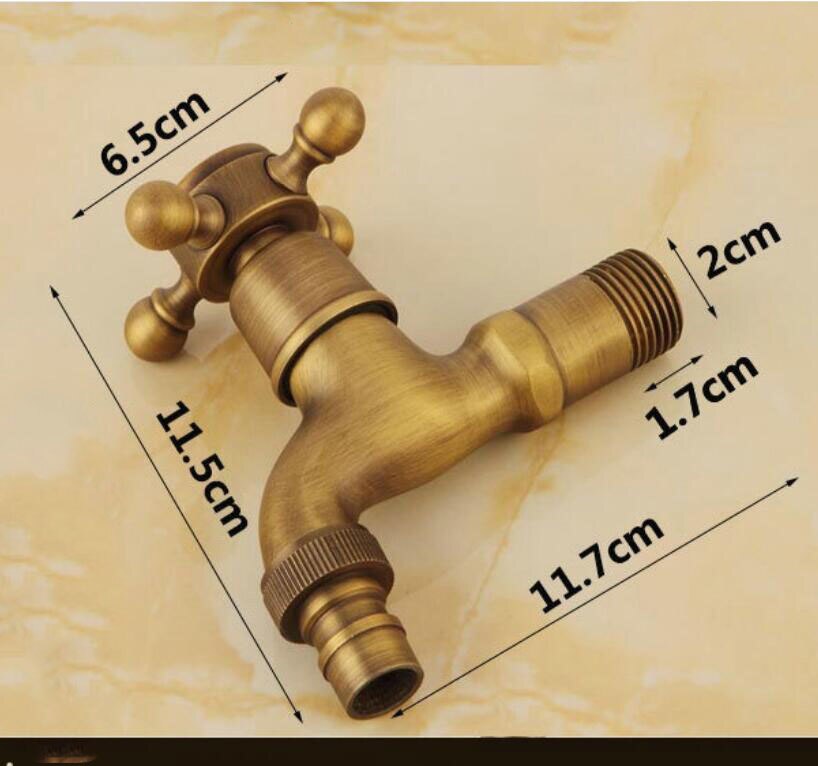 Luxury Decorative outdoor Bibcock Garden faucet tap Antique Brass Finish Bathroom Wall Mount Washing Machine Water Faucet Taps