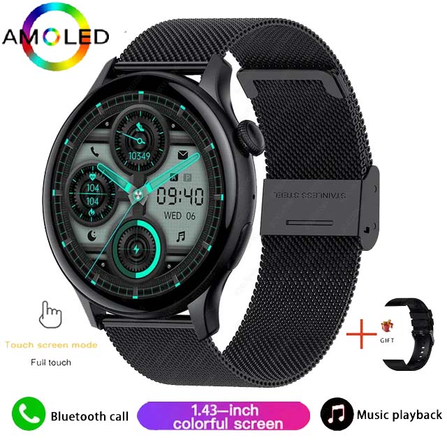 AMOLED HK85 Smartwatch pour iOS et Android, Montre intelligente d'appel Bluetooth, Horloge du monde du sport, Calculatrice, 2024 pouces, , 1.43: Rouge