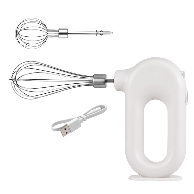 Fouet électrique sans fil, Mini batteur d'œufs domestique, Machine à mélanger, Rechargeable à main, pour la cuisson de gâteaux: WHITE