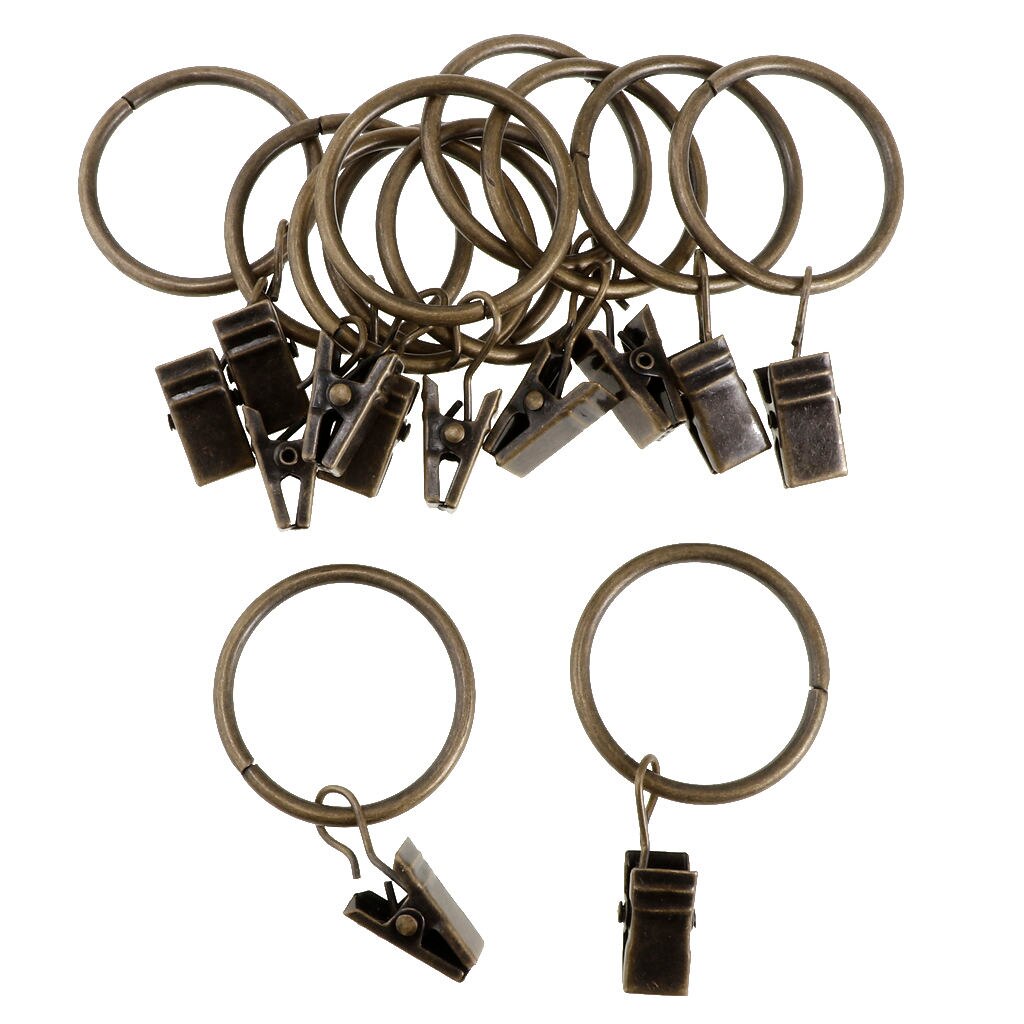 12 Stuks Plated Metalen Gordijnen Gordijn Ringen Met Clips, 25Mm/32Mm Dia