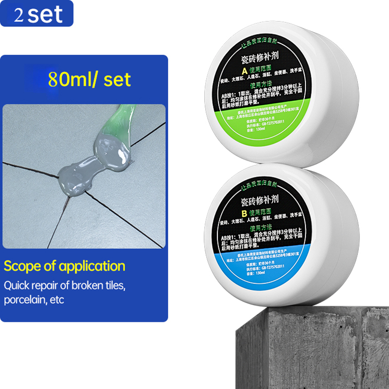 Ceramic Repair Paste A+B Tub Tile Shower Repair Kit Multipurpose Porcelain Repair For Crack Chip Ceramic Caulk Repair Paste Set: black