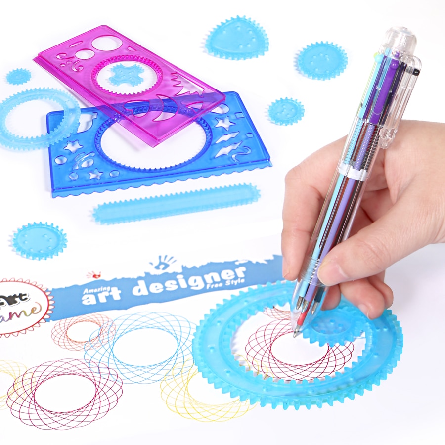 Spirograph Drawing set Designs Interlocking Gears&amp;Wheels Baby's Art Early Educational Painting Kit With 1pc Colorful Pen toys