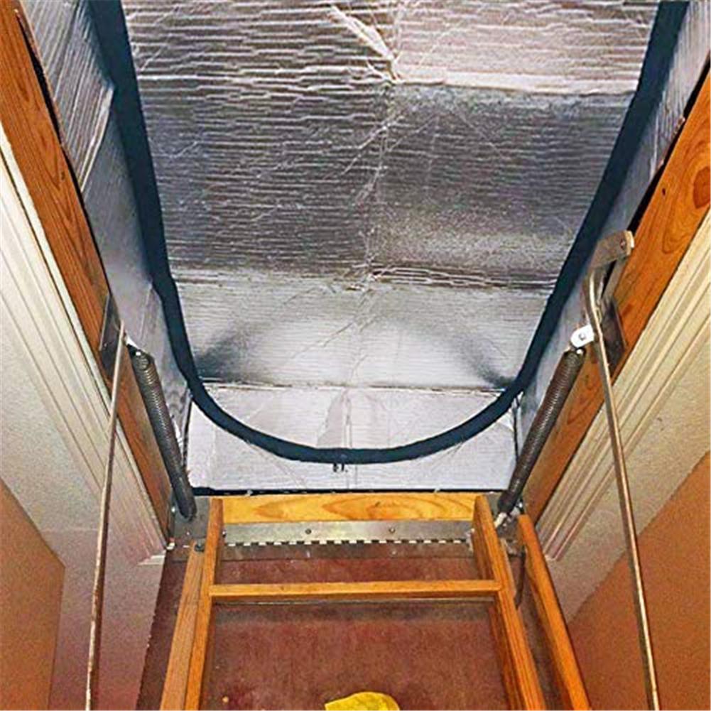 Cubierta de escalera de ático, Kit aislante de puerta de aluminio de doble cara para escaleras, tienda de aislamiento, con cremallera de fácil acceso