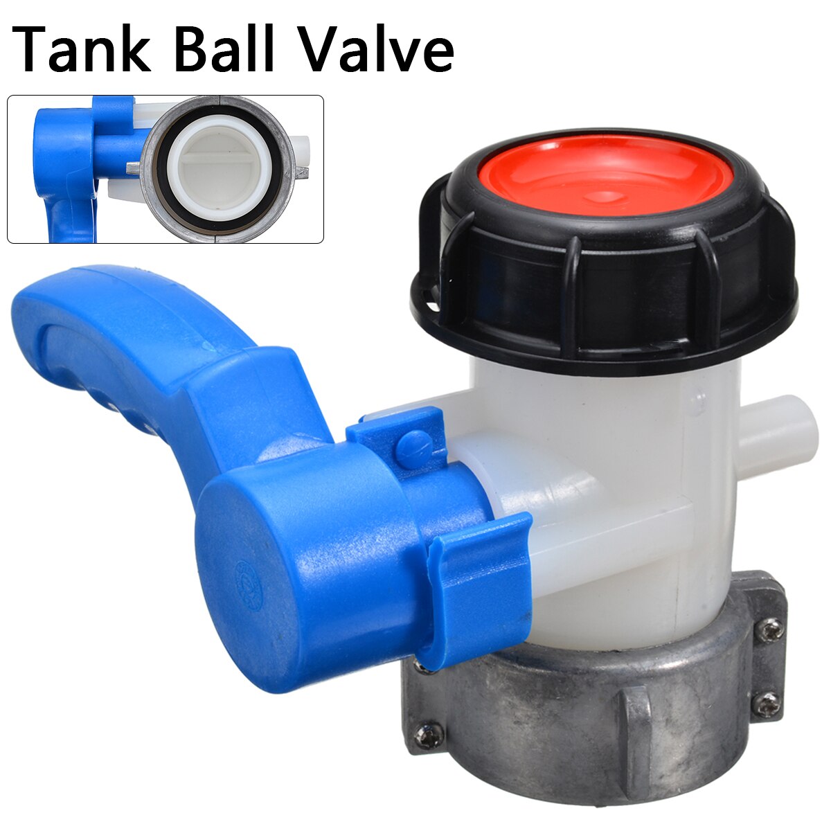 Tank Ball Valve Free Turning Aluminum Nut Plastic Container Outlet Control High Mechanical Acid Resistance Corrosion Resistance