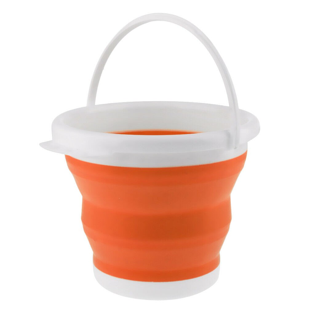 10L RV Camper Van Foldable Silicone Bucket Caravan Boat Lorry Camping Hiking Fishing Water Carrier Car Wash Bucket Accessories: Orange