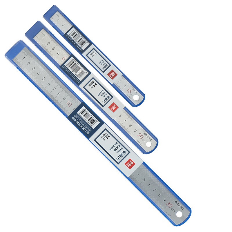Deli 15cm Stainless Steel Metal Straight Ruler MM Inch Measuring Scale Rule Artist Art Stationery Store Office School Supply