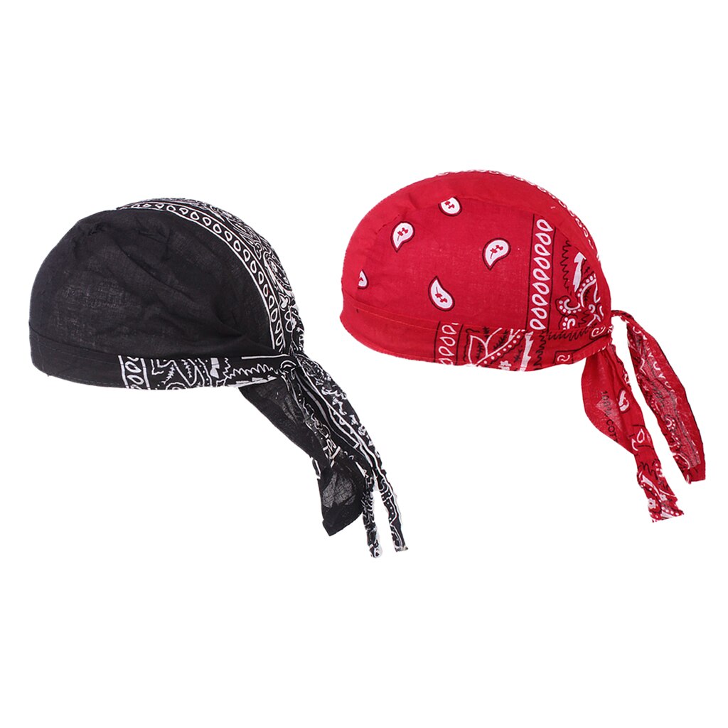 2 Stuks Unisex Bandana Hoed Katoen Durag Print Cap Vrouwen Mannen Ademende Chemo Tulband Mode Headwrap Hoofddeksels Pirate Head Sjaal: Type 1