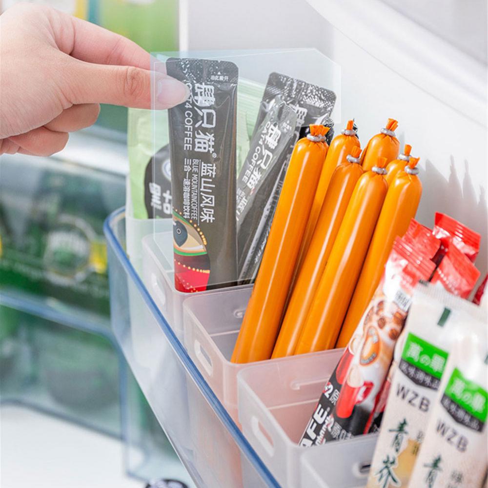 2pcs Translucent Sorting Storage Box On The Side Of Refrigerator Kitchen Seasoning Food Fruit Organizer Box With Buckle