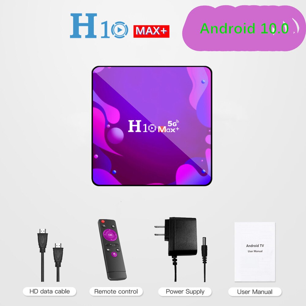 H10 max+ smart tv box ontvanger android 10.0 1gb+8gb 4k mediaspeler digitale video-uitzendontvanger ondersteuning 2.4g/5g wifi