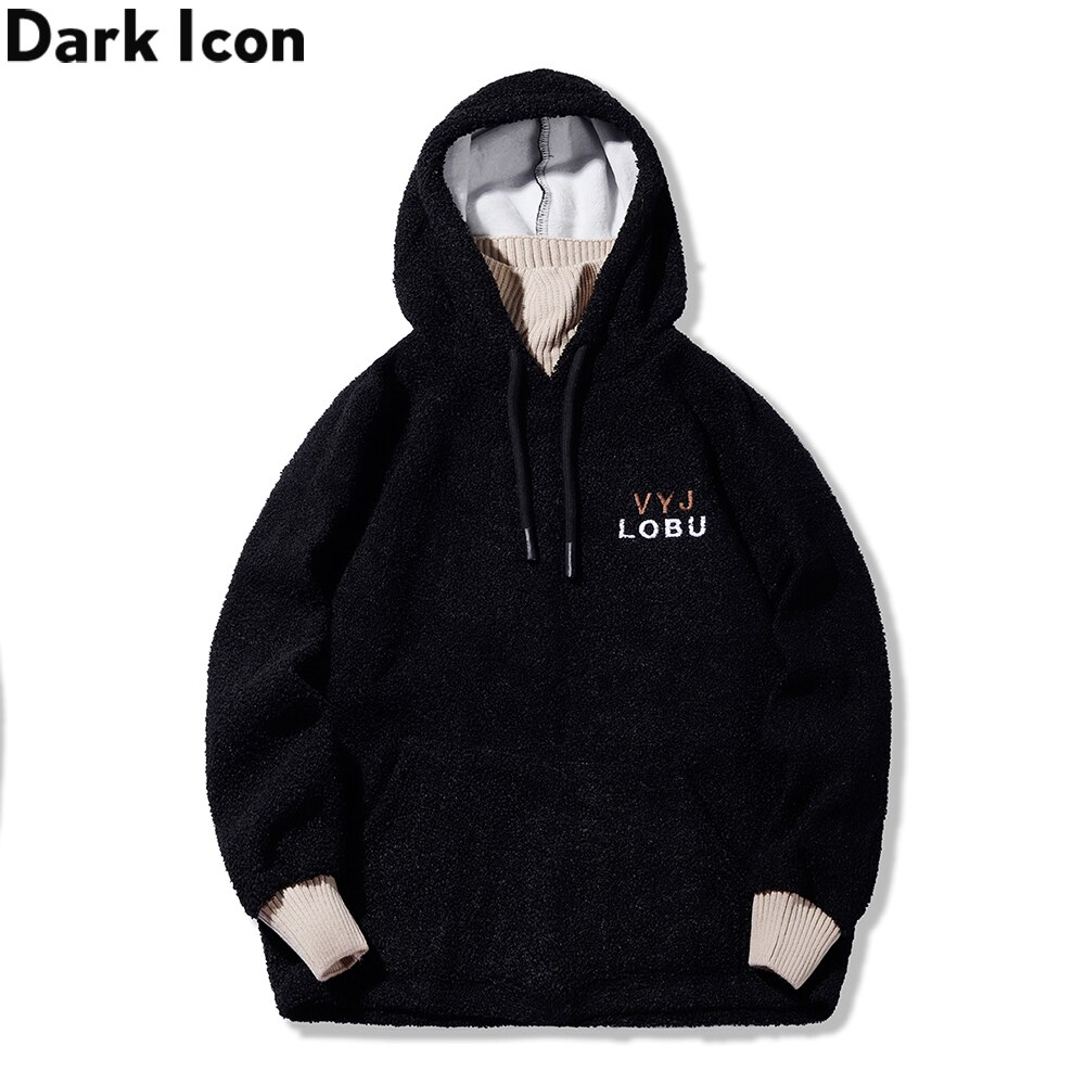 Dark Icon Fleece Pullover Men's Hoodie Autumn Oversized Sweatshirts with Hoodie Preppy Style Man Clothing