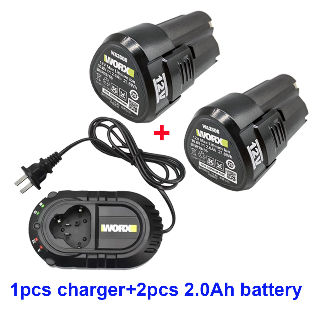 Original 12V 2.0Ah para 12V WORX WA3506 WU127 WU128 WU130 WU131X WU132 WU280 WX128 WX129 WX540 batería de herramienta eléctrica