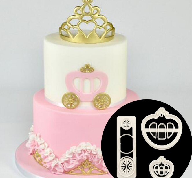 Cookie Mold 2 Stks/partij Leuke Auto Cakevorm Gebak Fondant Plastic Mold Voor Cake Cupcake Decoratie Keuken Bakvorm: Princess carriage