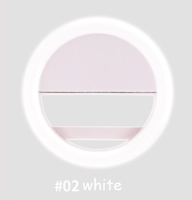 Led selfie ring nyhedslys batteri modeller ring klip til mobiltelefon fotolampe anel de luz para cellular baggrundsbelysning til telefon: Hvid