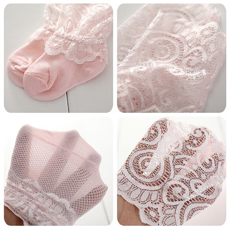 Chaussettes d'été en dentelle pour bébés filles | Chaussettes longues respirantes à motif Floral, accessoires pour bébés