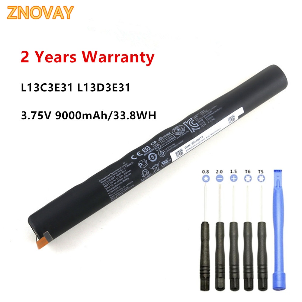Batería de tableta L13D3E31 para Lenovo Yoga 10, B8000, B8080, B8000-F, B8000-H, B8080-H, L13C3E31, 3,75 V, 9000mAh/33,8wh