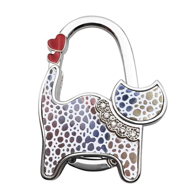 Bolsa monedero plegable Unisex para gatos, con diamantes de imitación, gancho para colgar, Seguro: 0013