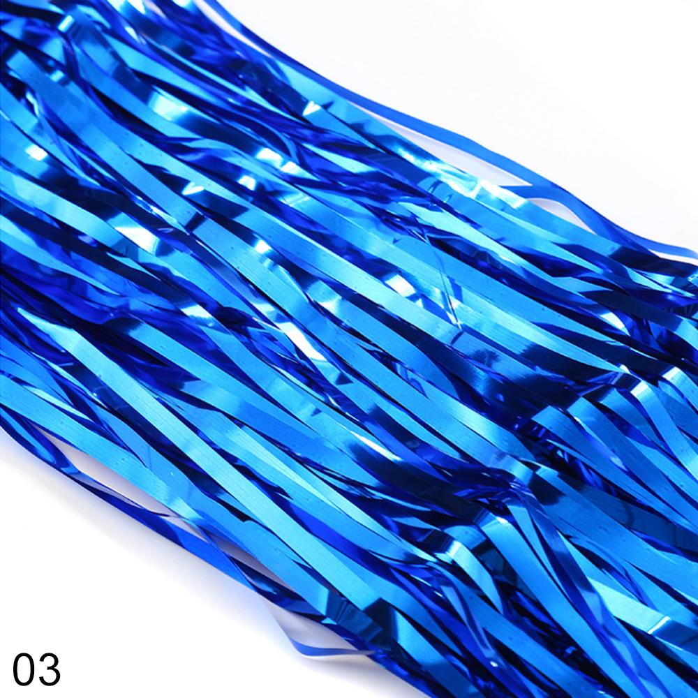 2M doré métallique feuille clinquant frange rideau fête décoration mariage anniversaire photographie toile de fond glands décoration de la maison: Blue