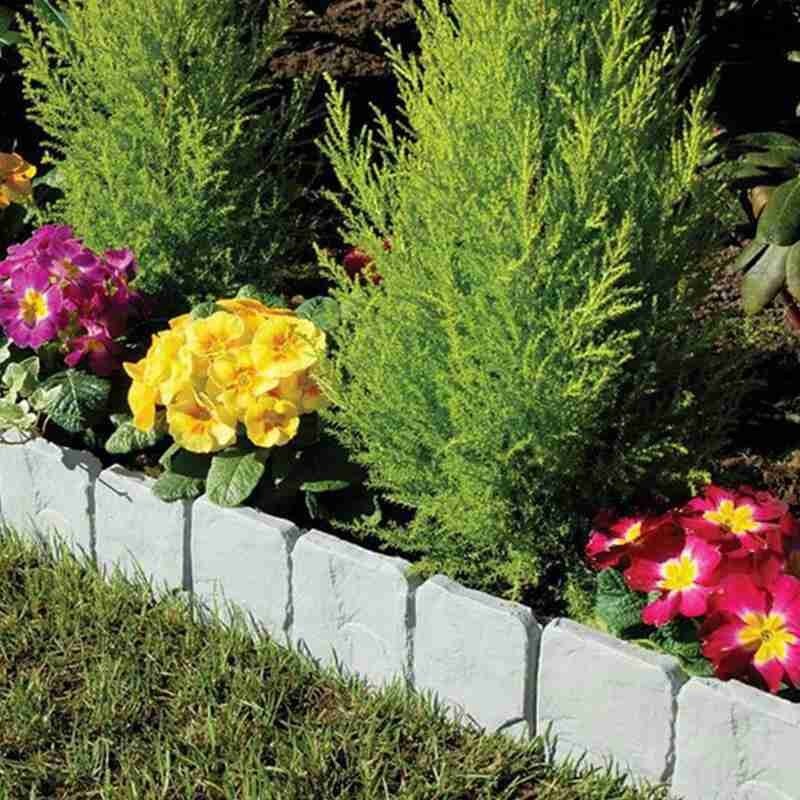 1/10/20pcs Grey Stone Effect Border Edging DIY Plastic Border Edging Lawn Landscape Decorative Garden Plant M7C8