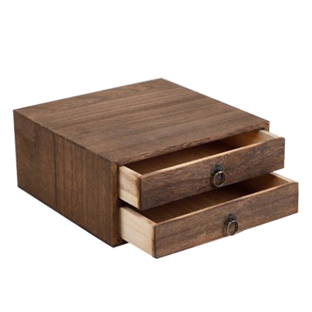 1 Set of Wood Tea Box Tea Chest Box Drawer Tea Box Wood Storage Tea Cake Drawer: Brown 1